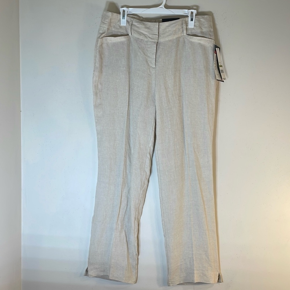 NWT. Rafaella 14 Petite Pure Linen Comfort Waist High Rise Classic Pants.